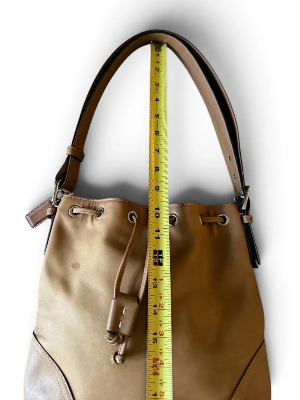 🎀 VINTAGE COACH DRAWSTRING BUCKET BAG | TAN LEATHER | AUTHENTIC 2004